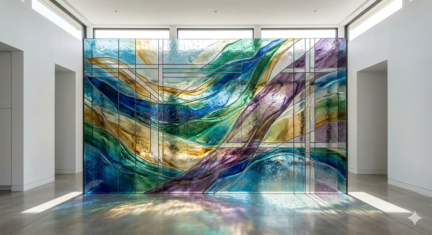 Artistic color fusion glass installation
